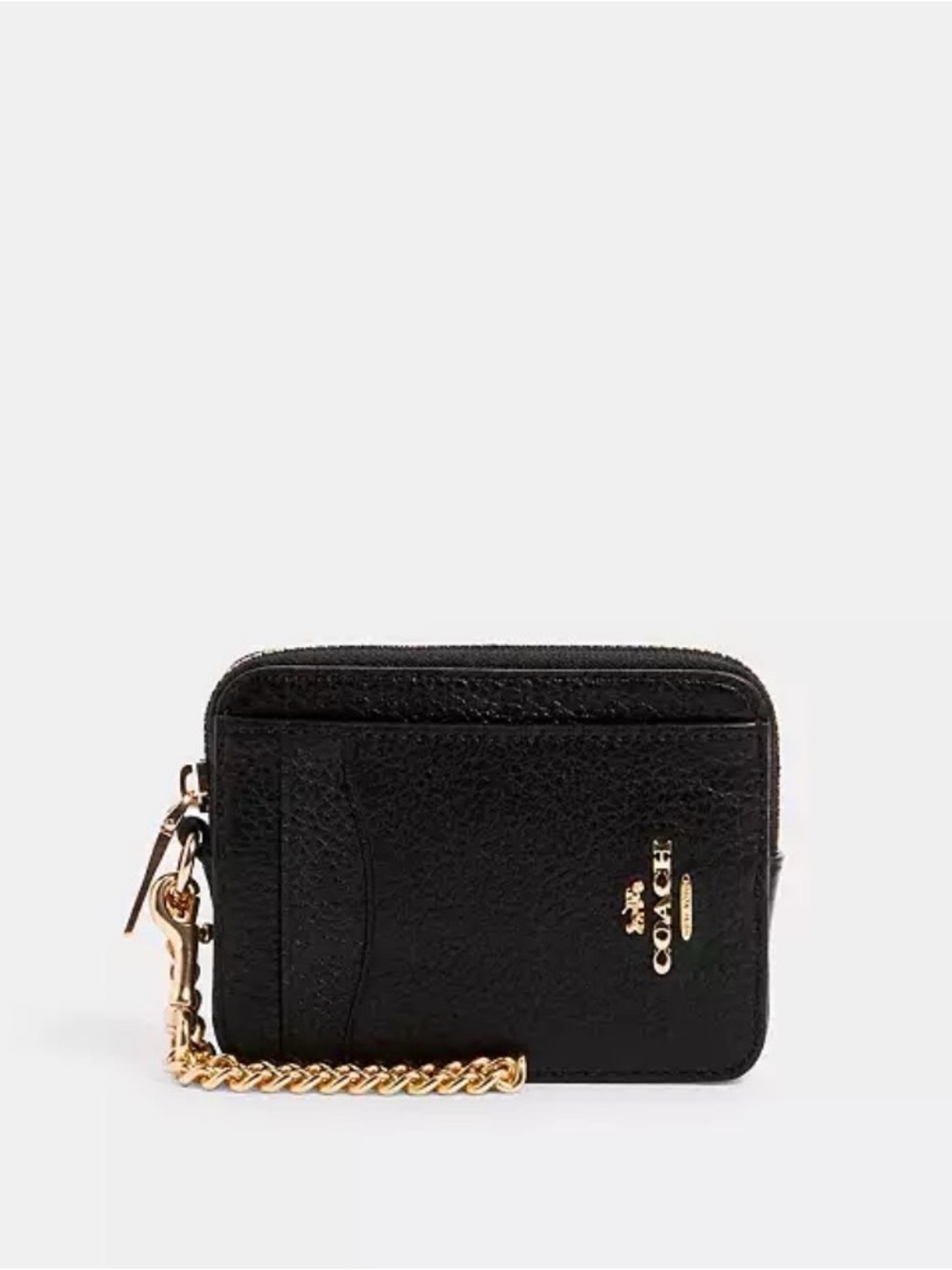 🌟SALE 6.99 SHIP🌟 NWT Coach Zip Card Case, Black/Gold